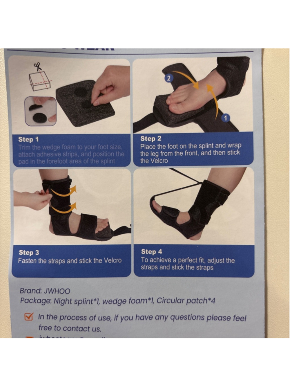 NWT JWHOO Plantar Fascitis Night Splint Brace Black - Size L - Picture 2 of 3
